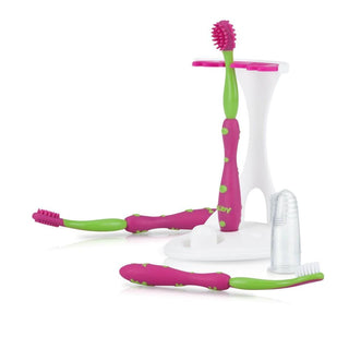 Nuby - 4 Stage Oral Care Set - Pink/Green