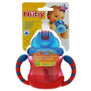 Nuby Two-Handle Flip N' Sip Straw Cup, 8 Ounce