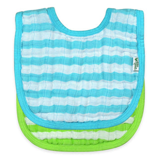 Green Sprouts, Muslin Bibs, 0-12 Months, Aqua & Green Set, 2 Pack